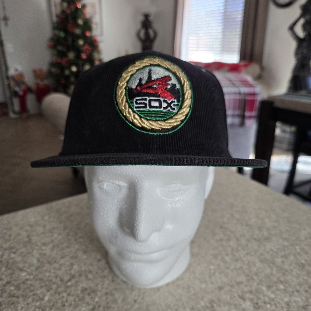 New Era Black Sox Cap with Red and Gold Logo